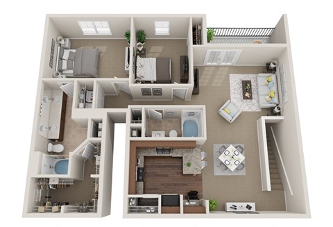 Floor plan for 2 beds, 2 baths, 1528 sqft